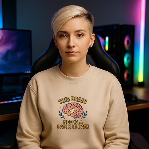 This Brain Needs a Patch Update Sweatshirt – Mental Health Humor, Overthinking & Stress Statement – Cozy Pullover für Selfcare + Alltag - Etsy.de