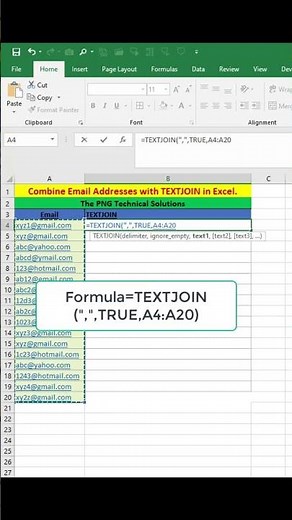 Excel Magic ✨ Combine Multiple Email Addresses in One Cell Using TEXTJOIN