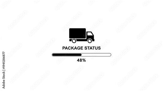 Delivery status animation loading bar truck package tracking progress bar truck shipping