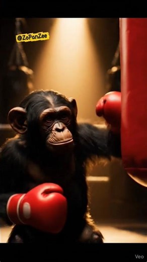 ZoPanZee Boxing Practice 🥊 Baby Chimp with Mini Gloves! #cute #shorts