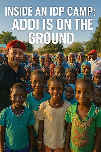 Last week, the ADDI delegation visited an IDP camp in Burkina Faso — home to the Mossi and other families displaced by foreign-backed terror. What we witnessed was powerful. The children, the mothers, the elders… their strength speaks louder than any headline. And the moment the drums began — the entire camp lit up. Clapping, dancing, smiling. A reminder that across the diaspora, we are one people, one rhythm, one heartbeat. ADDI is not just observing history — we are standing in it, serving in 