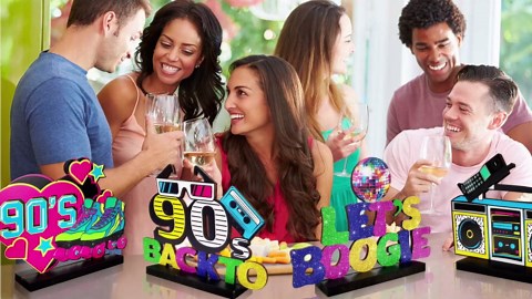90s Party Decorations 4Pcs 90s Table Centerpieces Retro 1990s Hip Hop Party Table Favors 90's Table Toppers Centerpieces for 90s Theme Party Supplies