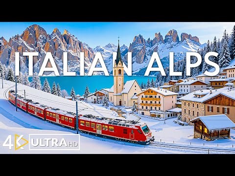Italian Alps in Winter 4K ❄️ Snowy Alpine Villages, Majestic Peaks | Winter Wonderland