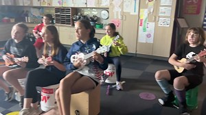 13K views · 183 reactions | We had a little fun the other day in our intermediate ukulele club, singing and playing one of the songs my hunky hubby randomly sings from time to time. 藍 怜 | Kristin Lukow - Elementary Music Education | Facebook