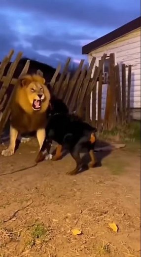 When Lion confronted Rottweiler