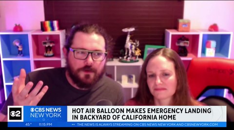 Hot air balloon lands in California couple's backyard after running out of fuel