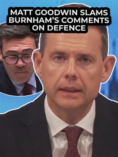 Watch as Matt Goodwin slams Andy Burnham's comment in the House of Commons that national security 'cannot come at the expense of social security'. 'Defence of the nation is not an optional extra.' #defence #andyburnham #gbnews