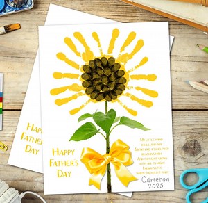 Father's Day Sunflower Handprint Art, 1st Fathers Day, Meaningful Dad Gift for Bonus Dad, Step Dad, Grandpa Papa, Fathers Day Footprint Art - Etsy UK