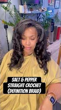 Salt & pepper straight crochet braids. Hair used: Definition Braid by Afro Naptural 😮‍💨😍🤌🏾