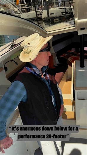 PBO boat tester David Harding shares his first impressions of the Bente 28, exhibited at South Coast & Green Tech Boat Show by The Small Yacht Company. David says: “It’s enormous down below for a performance 28-footer and it’s going to sail, there’s no doubt about that, The BENTE pedigree has always been to create boats that go very nicely. It’s modern down below but doesn’t look too stark and plasticky. There’s a vast amount of space and full standing headroom aft of the mast. It seems to have 