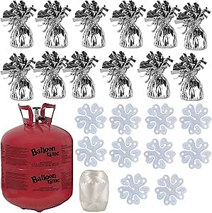 Amazon.com: Balloon Time Disposable Helium Tank 14.9 cu.ft - 12 Silver Balloon Weights + Curling Ribbon and Flower Clips : Toys & Games