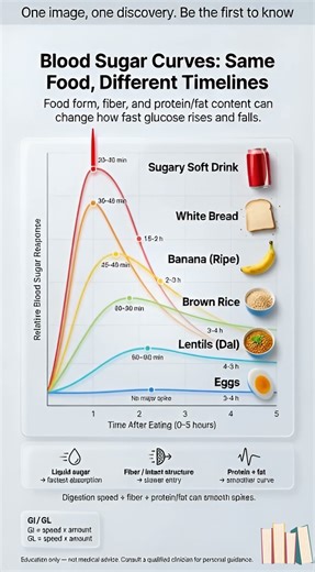 📉 Blood sugar doesn’t just react to “sugar” — it reacts to speed.