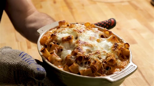 This baked pasta with meat sauce is a cold night classic