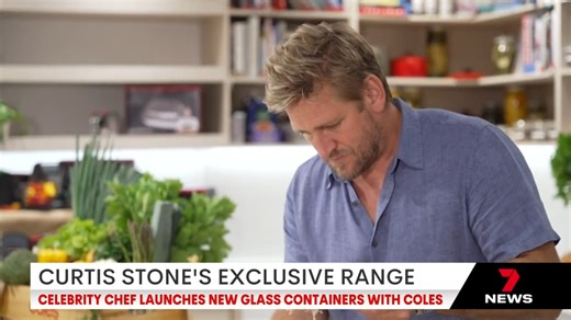 Celebrity chef Curtis Stone has teamed up with Coles to launch his new glassware container collection. 📱Download the 7NEWS app: 7news.link/7newsapp #7NEWS | 7NEWS Melbourne