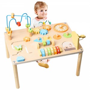 Montessori Activity Table, Activity Table for Baby with Shape Sorter Math Game, Baby Sensory Toy Learning Toys, Standing toys for 1 year old, Kids First Birthday Gift