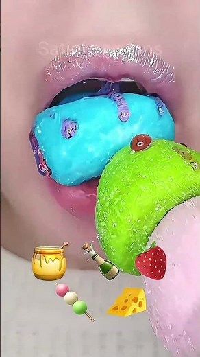 Which ASMR Satisfying Eating Emoji Food Challenge Next? #asmr #mukbang #satisfyinglips