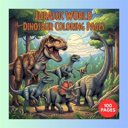 Jurassic World - Dinosaur Coloring Pages   Surprise Bonus Pages - Etsy