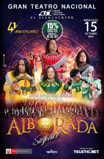 Este miércoles 15 de octubre nos vemos en el GRAN TEATRO NACIONAL para celebrar nuestros 41 años de vida artística. Compra ya tus entradas y aprovecha los descuentos en: https://teleticket.com.pe/alborada-sinfonico-2025 | Alborada Music