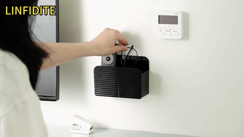 LINFIDITE 2 Pack Adhesive TV Remote Control Holder Wall Mount TV Remote Holder For Bedside Wall Remote Control Caddy Storage Organizer Stand Box （For 2 Or 4 Remote Controls – Black）