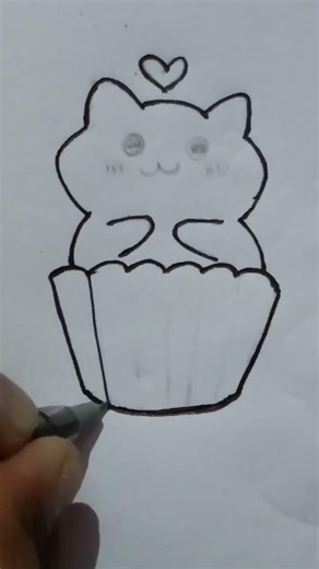 Cute Cat Cupcake Drawing 🐱🧁 | Easy & Aesthetic ArtAdorable | Simple Drawing Tutorial #cutekitty