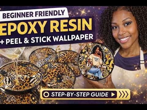 DIY Epoxy Resin Coasters with Wallpaper & Gold Flakes | Resin Coaster Tutorial