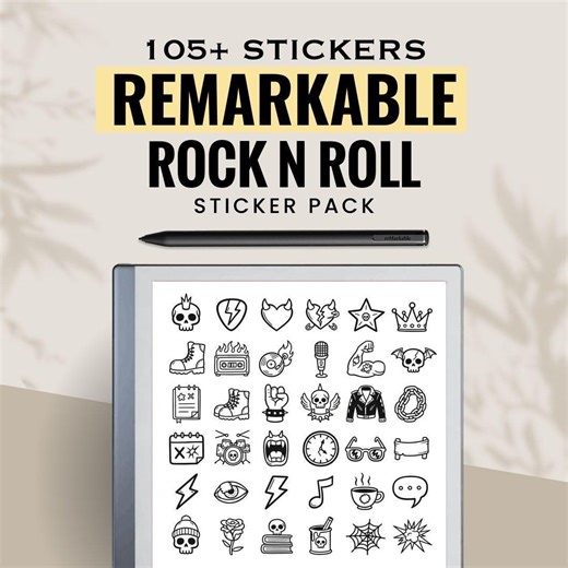 Remarkable Rock N Roll Stickers Bundle | E-ink Tablet Notes Kit - Etsy