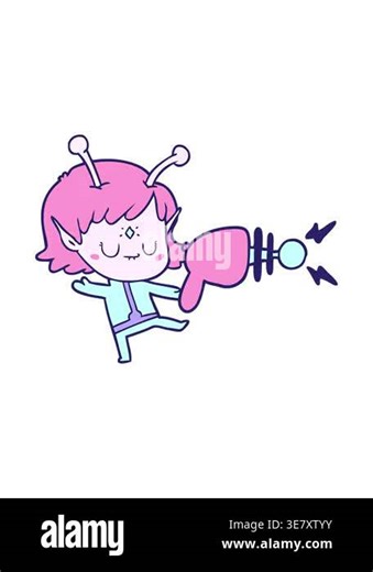 pixelize effect animation of drawing of alien girl Stock Video Footage - Alamy