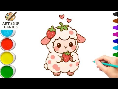 Cute Strawberry Sheep Drawing 🍓🐑 | Easy & Fun Step-by-Step for Kids!