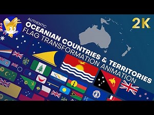 Authentic Oceanian Countries & Territories Flag Transformation Animation (2K)