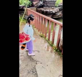 Toddler feeds a hungry hippo in China