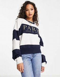 Abercrombie & Fitch - Sweat ras de cou à motif Paris et bande bleue  | ASOS
