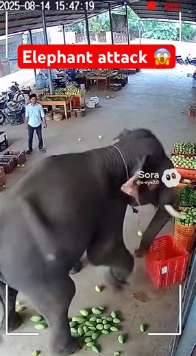 Elephant Attack Caught on Camera 😱#elephantattack #elephant #aivideo #cctv