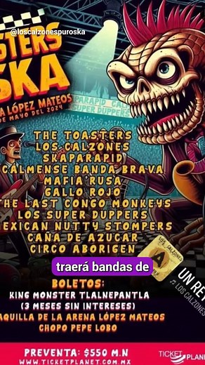 3.8K views | Un nuevo festival de Ska llega a México, el 'Monsters of ska' con la participación de LOS CALZONES, The Toasters NYC SKA, Mexican Nutty Stompers y más | Wipy TV | Facebook