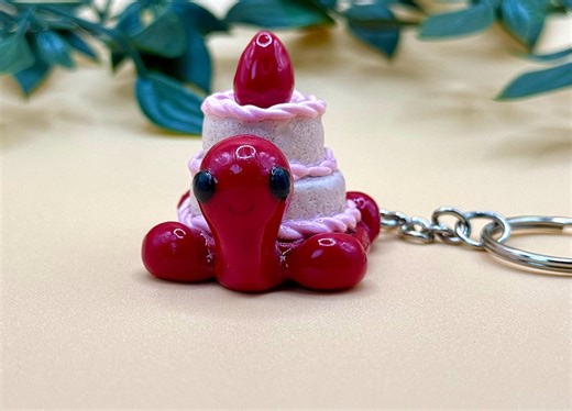 Turtle Keychain – Strawberry Cake Polymer Clay Charm - Etsy
