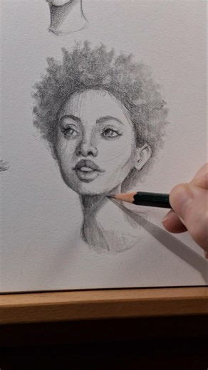 Tonight's quick sketch ✨️ Natural Hair Afro Portrait #drawing #sketch #art #shading #cute