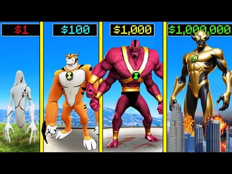 GTA 5 : $1 BEN 10 to $1,000,000,000 ULTIMATE GOLD ALIEN in GTA 5!