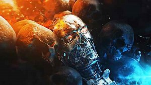 The Terminator Skull Robot with Red Eyes Flame 4K - Motion Desktop - LiveWallpapers4Free.com