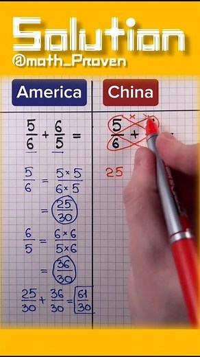 America vs China Math Trick 🔥 | Smart Way to Add Fractions | Viral Math Shorts 2025#maths #solve