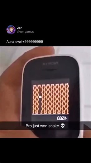 Gaming Memes | Zer 🎮 on Instagram: "Aura level: uninstalling boredom itself. Bro didn’t just win Snake — he achieved inner peace, beat the algorithm, and retired the Nokia into the Hall of Fame 🐍💀"