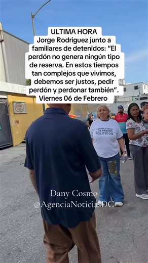 Agencia de Noticias Dany Cosmo on Instagram: "ULTIMA HORA Jorge Rodriguez junto a familiares de detenidos: “El perdón no genera ningún tipo de reserva. En estos tiempos tan complejos que vivimos, debemos ser justos, pedir perdón y perdonar también”. Viernes 06 de Febrero"