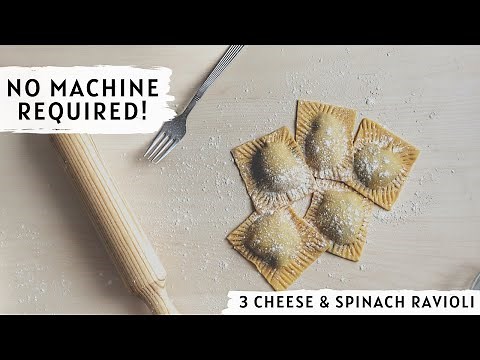 HOMEMADE RAVIOLI - How to make 3 cheese and spinach ravioli - Homemade pasta tips
