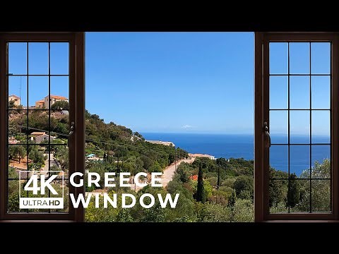 4K Greece window view - Relaxing, Calming, Ambience