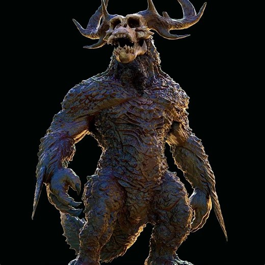 Dopepope on Instagram: "Terropitheco Noctumbra. Winning design of @goji_center ‘s kaiju contest. Created by artist JoDario. This kaiju will face off with Kori No Doragon in an animated sequence to come in the near future on GojiCenter’s YouTube channel. #dopepope #gojicenter #korinodoragon #jodario #terropitheconoctumbra #kaiju #design #contest #winner #sculpture #zbrush #keyshot #3D #art #artwork #noai #character #creature #wendigo #ape #beast"