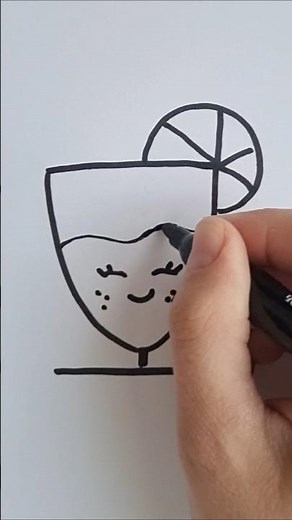 How to draw a Cute Cocktail with orange Draw easy step by step
