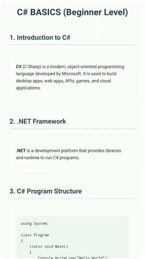 Learn C# Basics Step by Step with Output | Beginner Friendly #coding #shorts #csharp