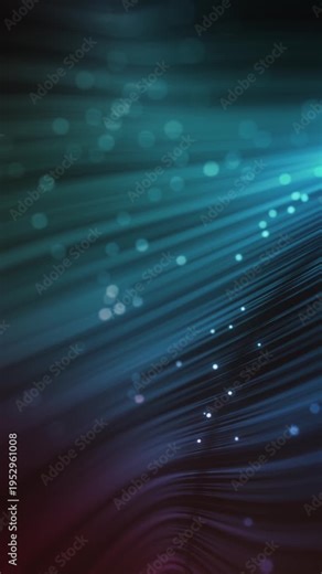 Abstract Flowing Digital Data Lines Network And Communication Loop Vertical abstract technology wallpaper background of flowing particle lines and nodes for communication with depth of field and data
