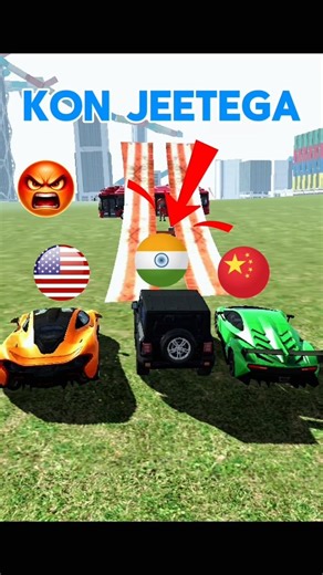 India🆚America🆚China Mega ramp challenge in Indian bike driving game #short #viral #tranding