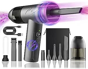 2 in 1 Compressed Air Duster - 100000RPM Electric Air Duster Vacuum Cleaner for Keyboard Computers Car Cleaning Kit, Rechargeable 7650mAh Cordless Air Blower Dust Remover (Replace Canned Air Duster)