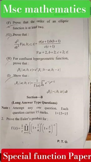 Special function Paper sem 3 msc mathematics..