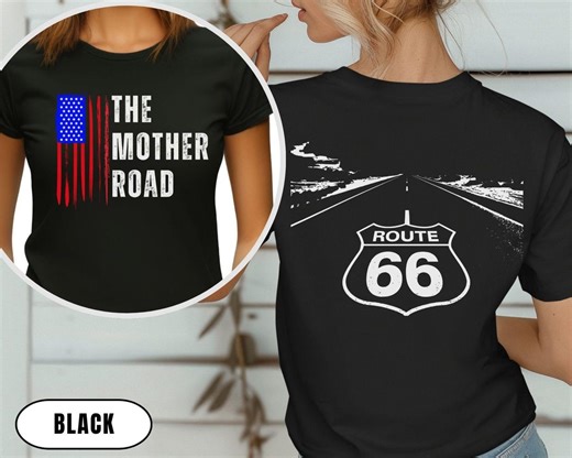 Route 66 Highway Badge American Flag T-shirt | the Mother Road Tee | Vintage USA Road Trip Shirt | Patriotic American Biker Gift - Etsy